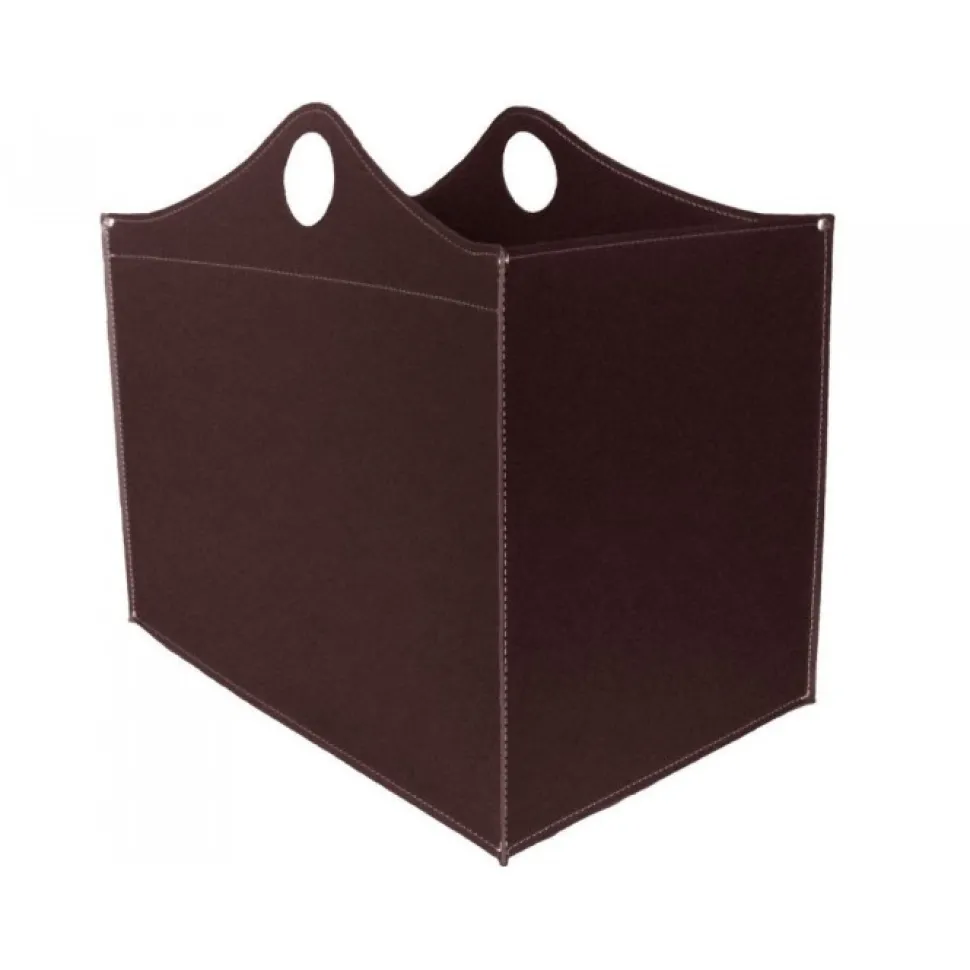Portaoggetti Woodbag In Cuoio Cucito A Mano