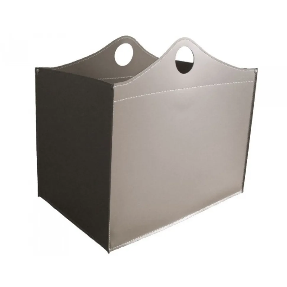 Portaoggetti Woodbag In Cuoio Cucito A Mano