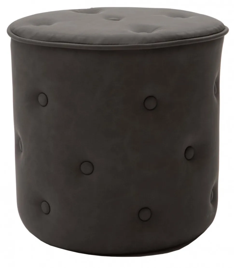 Pouf Hugo Bottone Rivestito In Tessuto O Ecopelle