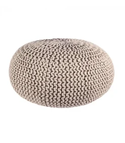 Pouf Intreccio Tortora D80 Rivestimento In 100% Cotone, Imbottitura In 100% Polistirolo