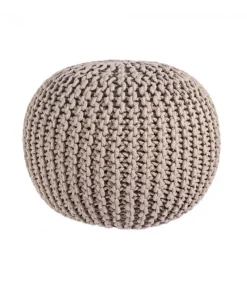 Pouf Intreccio Tortora D50 Rivestimento In 100% Cotone, Imbottitura In 100% Polistirolo