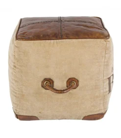 Pouf Sanpark Five Imbottitura In Cotone, Rivestimento In Tela Riciclata E Vera Pelle