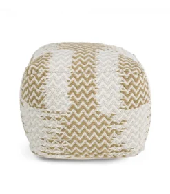 Pouf Timbuctu Bianco-Beige 45X45 Rivestimento In 50% Cotone E 50% Lana.