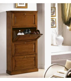 Scarpiera In Noce Con 4 Ribalte Per Contenere 24 Paia Di Scarpe