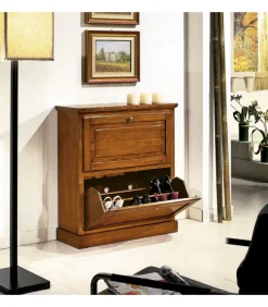 Scarpiera In Noce Con 2 Ribalte Per Contenere 12 Paia Di Scarpe