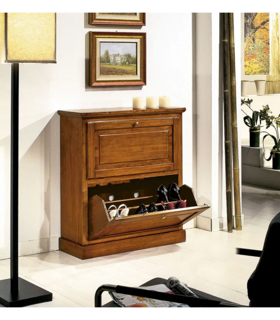 Scarpiera In Noce Con 2 Ribalte Per Contenere 12 Paia Di Scarpe