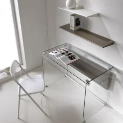 Scrivania Scriba Struttura In Vetro Trasparente Temperato 10 Mm