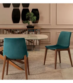 Sedia Aralia Con Gambe In Legno.