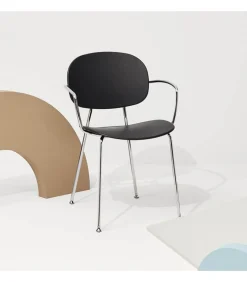 Sedia Con Braccioli In Acciaio Colorato