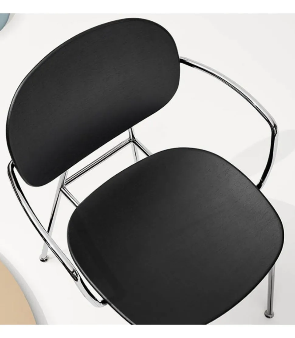 Sedia Con Braccioli In Acciaio Colorato