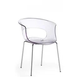 Sedia Con Scocca In Policarbonato E Telaio In Acciaio (Cromato O Verniciato Bianco). 100% Made In Italy.