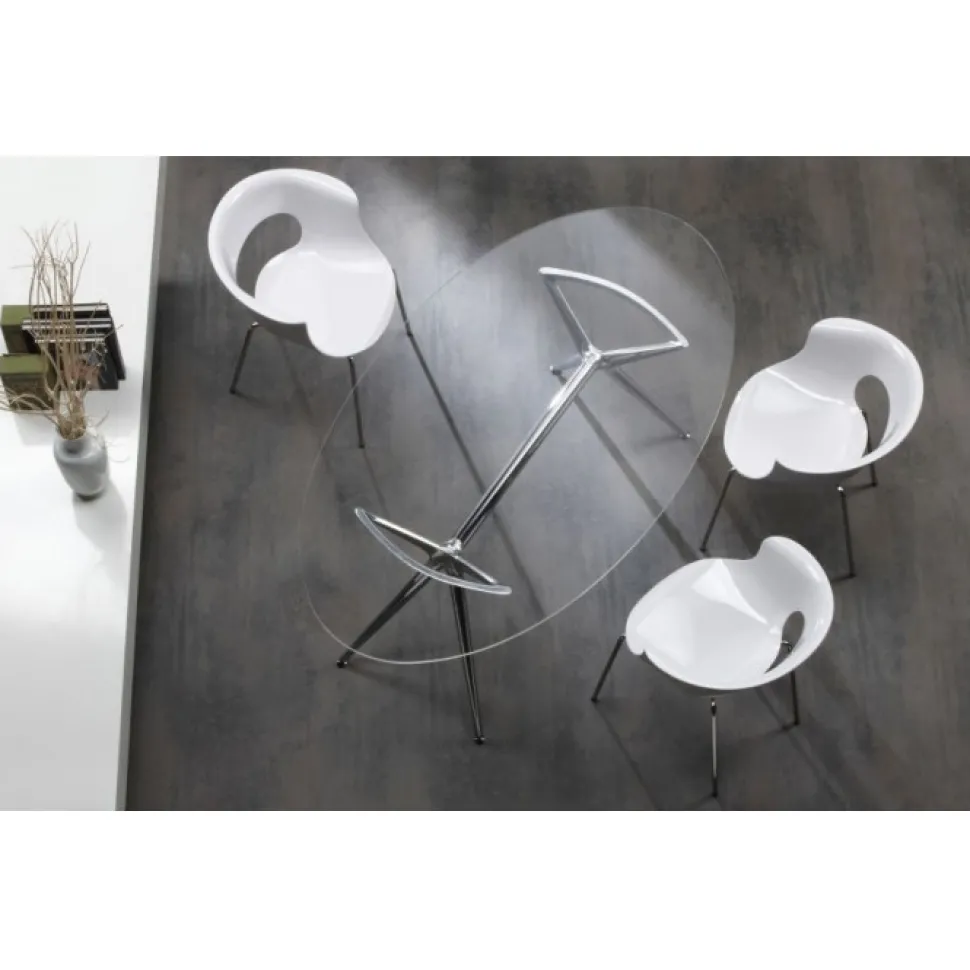 Sedia Con Scocca In Policarbonato E Telaio In Acciaio (Cromato O Verniciato Bianco). 100% Made In Italy.