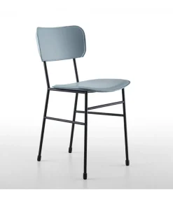 Sedia Con Struttura In Metallo E Seduta In Legno Ed Imbottita