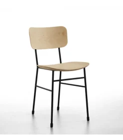 Sedia Con Struttura In Metallo E Seduta In Legno Ed Imbottita