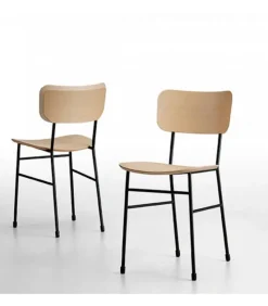 Sedia Con Struttura In Metallo E Seduta In Legno Ed Imbottita