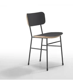 Sedia Con Struttura In Metallo E Seduta In Legno Ed Imbottita