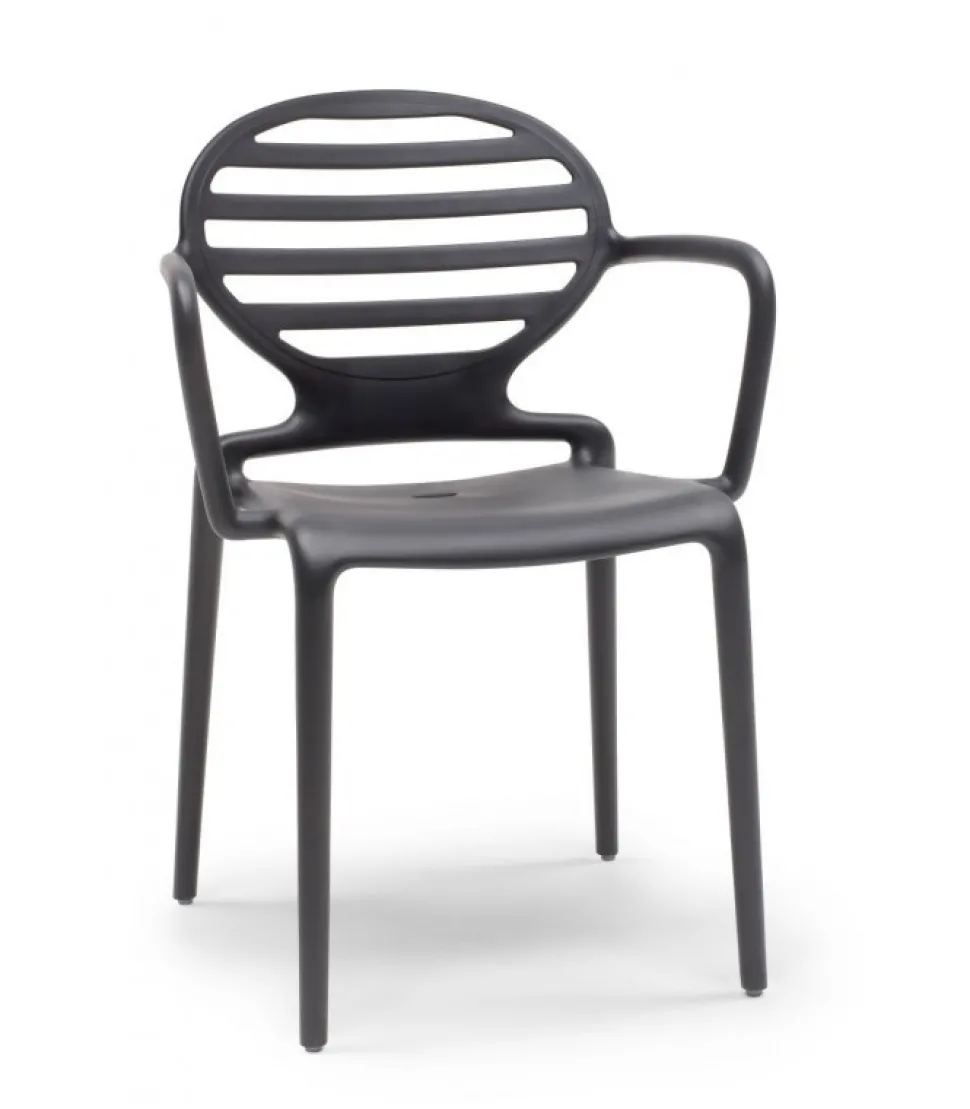 Sedia Da Giardino Con Braccioli, Cokka Di Scab, Realizzata Interamente In Italia In Tecnopolimero.