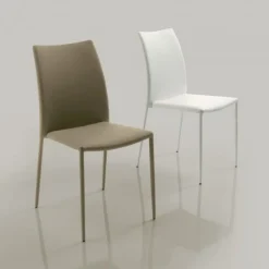 Sedia Imbottita Amy, Interamente Rivestita In Ecopelle O Fibra Di Cuoio