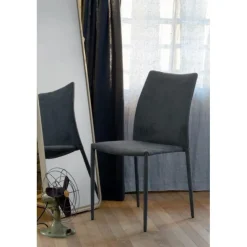 Sedia Imbottita Amy, Interamente Rivestita In Ecopelle O Fibra Di Cuoio