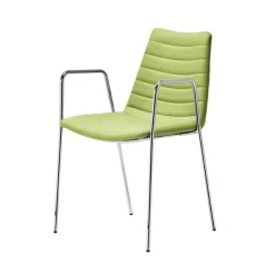 Sedia Imbottita Con Braccioli Acciaio