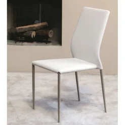 Sedia Imbottita Kendra,Rivestita In Ecopelle Con Gambe In Metallo