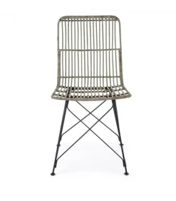 Sedia Lucilla Kibu Grigio Struttura In Rattan