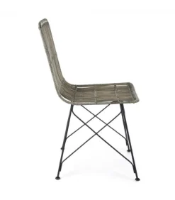 Sedia Lucilla Kibu Grigio Struttura In Rattan