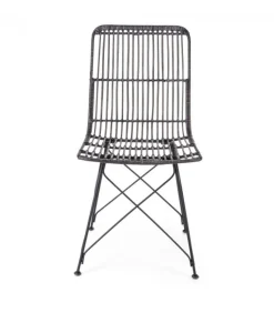 Sedia Lucilla Kibu Nero Struttura In Rattan