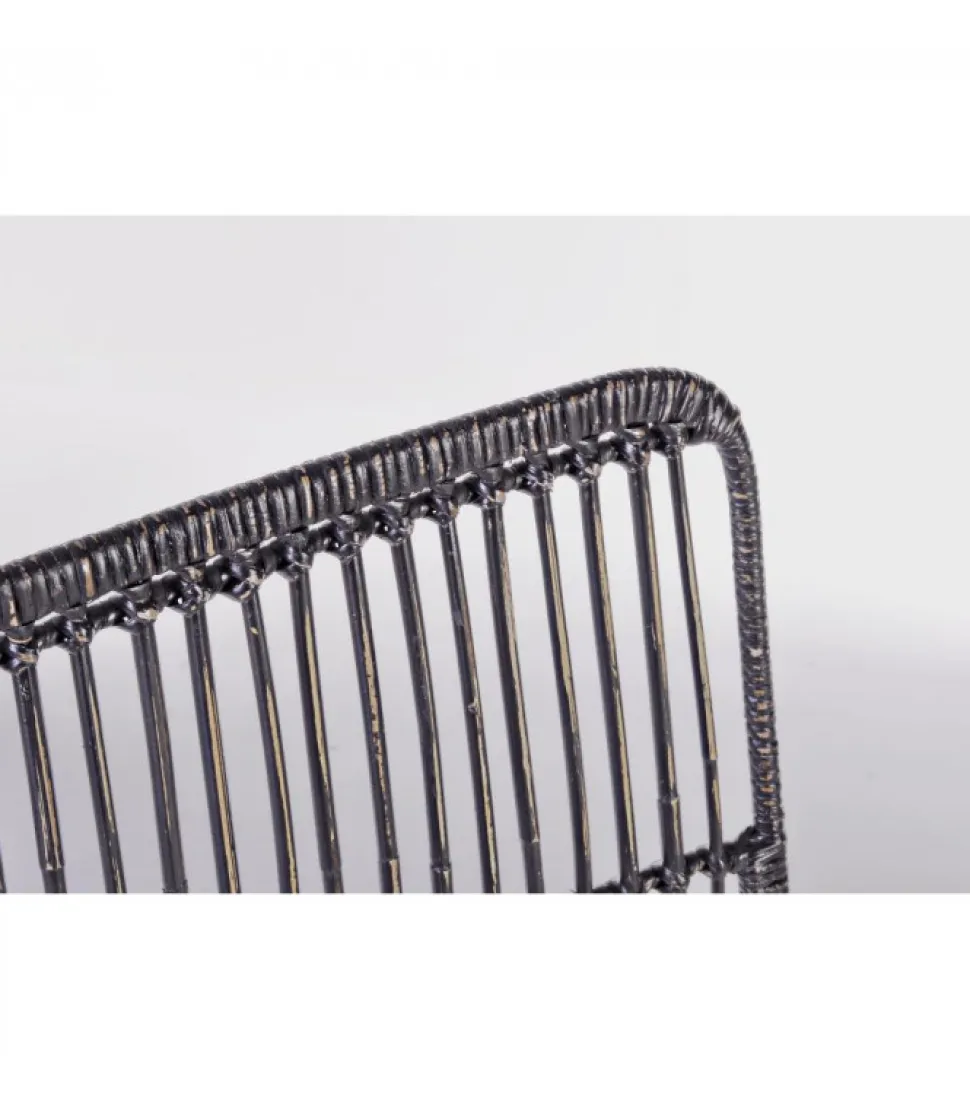 Sedia Lucilla Kibu Nero Struttura In Rattan