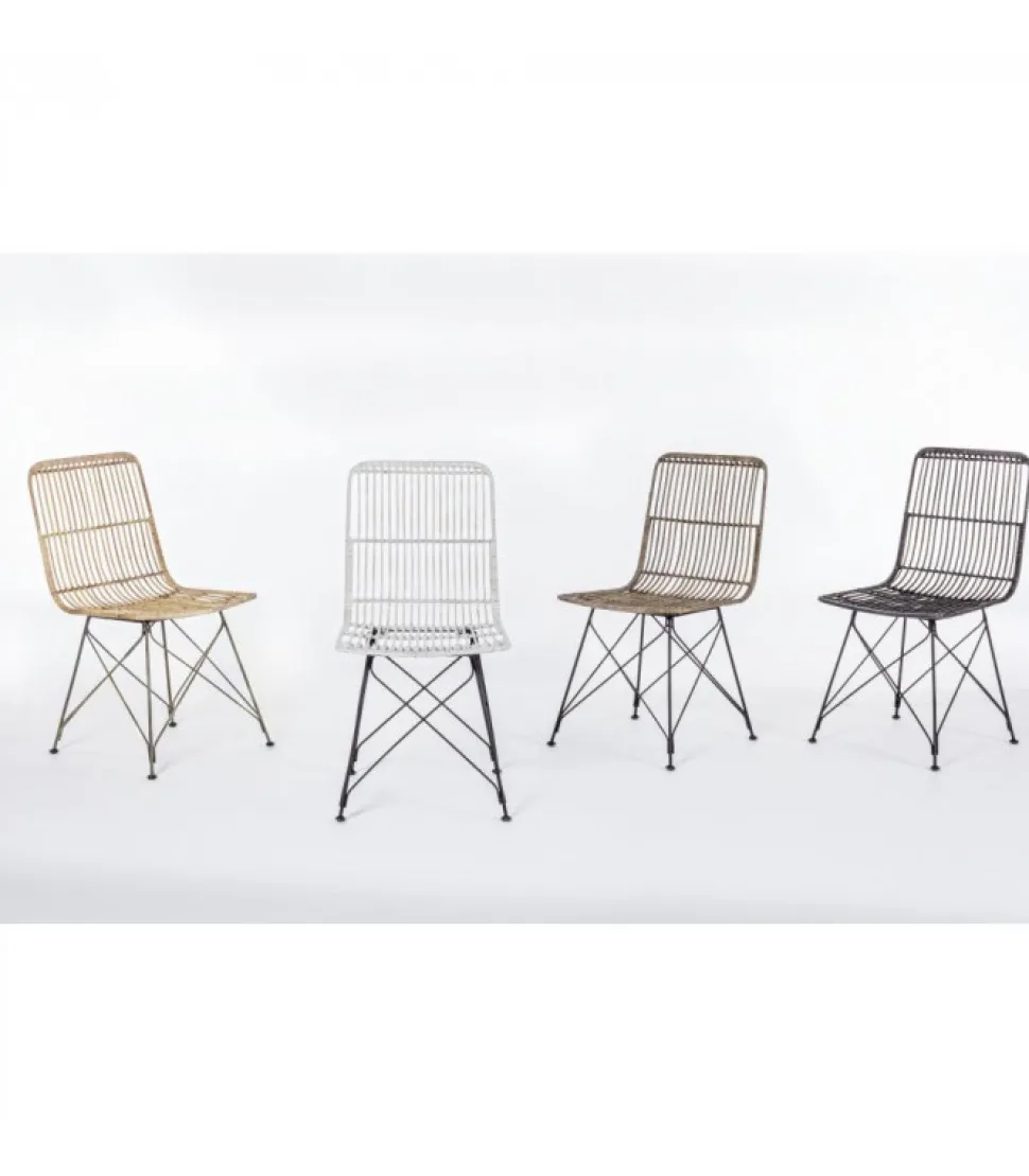 Sedia Lucilla Kibu Nero Struttura In Rattan