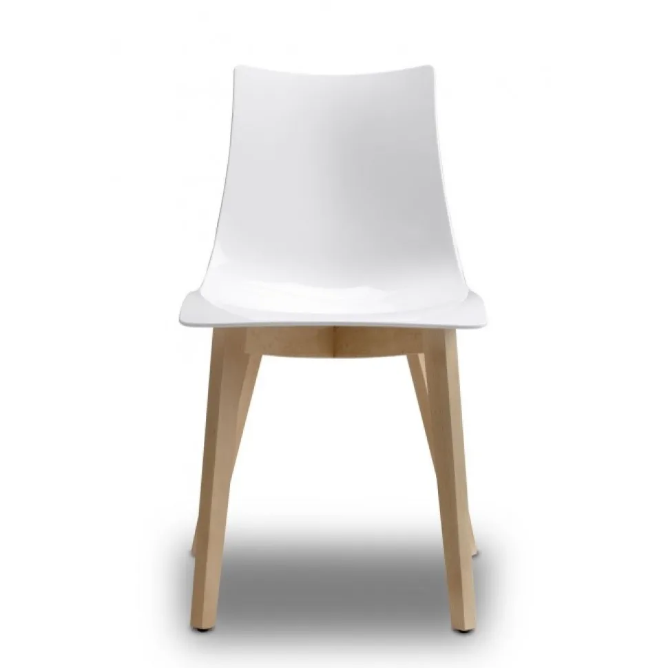 Sedia Natural Zebra Di Scab. Scegli Tu Il Colore Della Scocca In Policarbonato E Delle Gambe In Faggio.