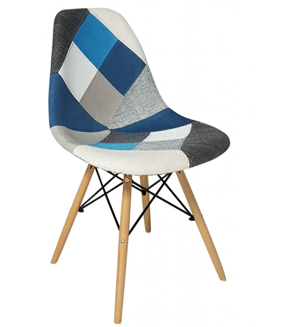 Sedia Patchwork Imbottita In Tessuto