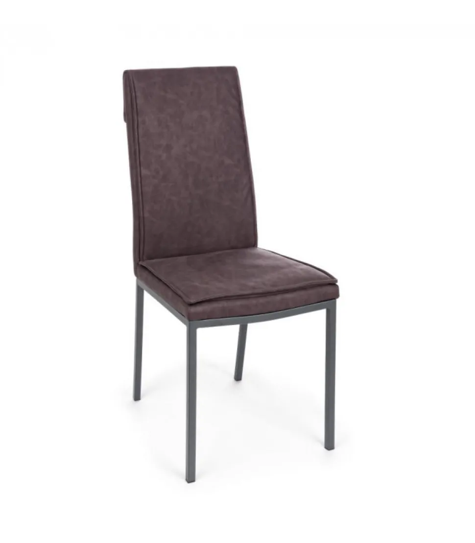 Sedia Sofie Pu Testa Di Moro Struttura In Acciaio E Compensato. Imbottitura In Schiuma Poliuretanica