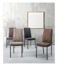 Sedia Sofie Pu Testa Di Moro Struttura In Acciaio E Compensato. Imbottitura In Schiuma Poliuretanica