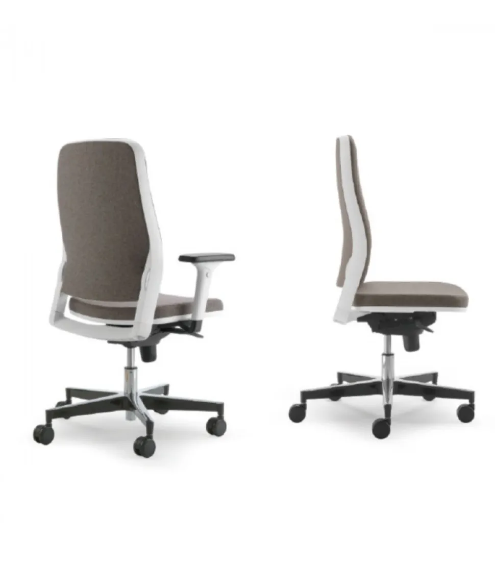 Sedia Tratto Bianco Con Schienale Imbottito Regolabile, Stile Moderno, Made In Italy