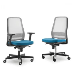 Sedia Ufficio Imbottita Con Schienale In Rete Regolabile, Stile Moderno, Made In Italy