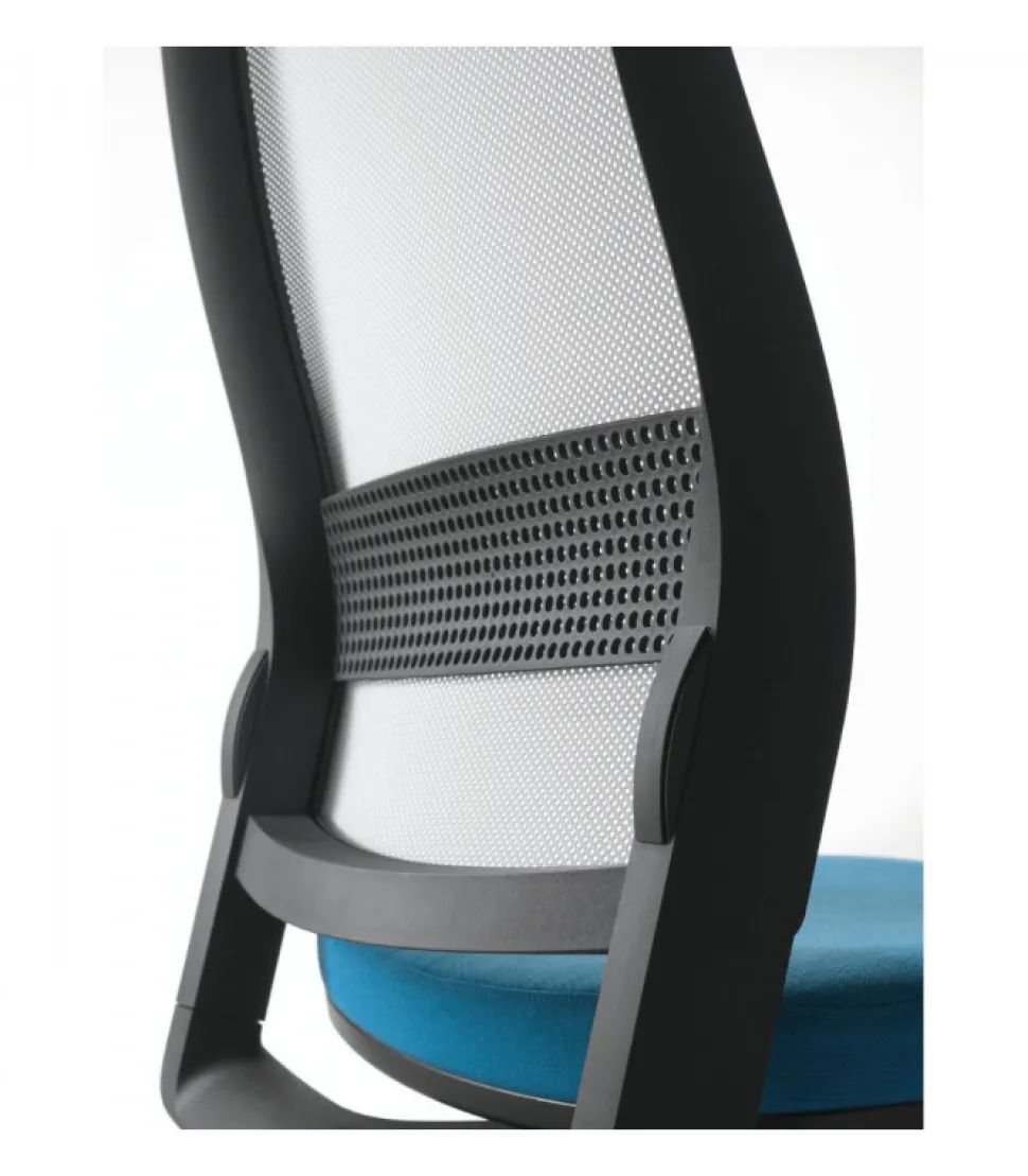 Sedia Ufficio Imbottita Con Schienale In Rete Regolabile, Stile Moderno, Made In Italy