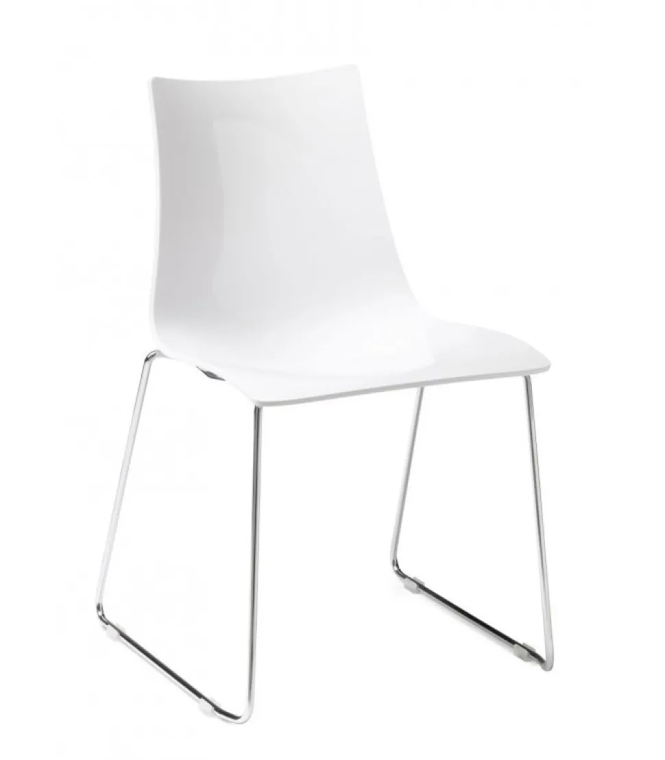 Sedia Zebra Antishock Di Scab, Con Scocca In Policarbonato E Gambe A Slitta In Acciaio Cromato.