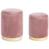 Set2 Pouf Contenitore Polina Rosa Antico Struttura In Mdf E Compensato, Rivestimento In Poliestere