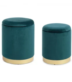 Set2 Pouf Contenitore Polina Navyus Struttura In Mdf E Compensato. Rivestimento In Poliestere