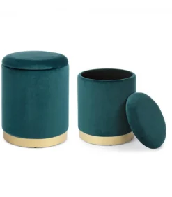 Set2 Pouf Contenitore Polina Navyus Struttura In Mdf E Compensato. Rivestimento In Poliestere