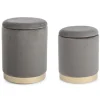 Set2 Pouf Contenitore Polina Grigio Struttura In Mdf E Compensato, Rivestimento In Poliestere