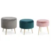 Set3 Pouf Contenitore Polina Struttura In Mdf. Rivestimento In Poliestere Effetto Velluto