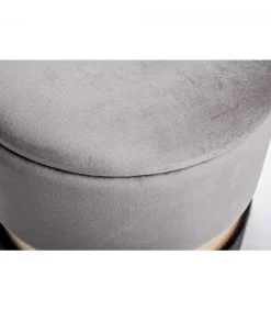 Set2 Pouf Cont.Polina Grigio-Nero Struttura In Mdf E Compensato. Rivestimento In Poliestere