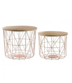 Set2 Tavolino Contenitore Intreccio Rame