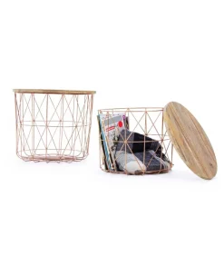 Set2 Tavolino Contenitore Intreccio Rame