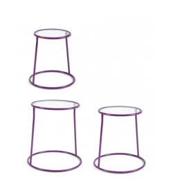 Set3 Tavolino Magia Viola Acciaio-Vetro