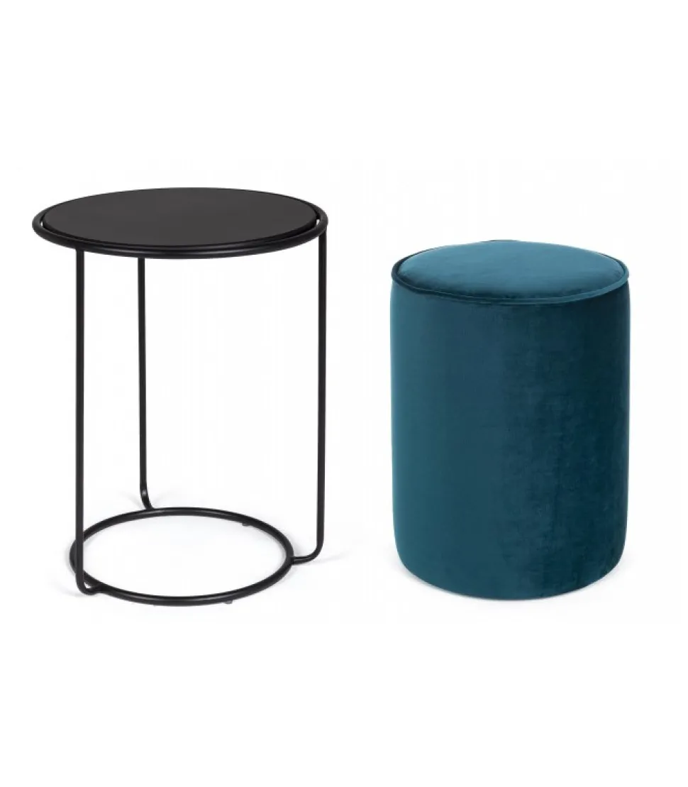 Set2 Tavolino-Pouf Annika Blu Pavone