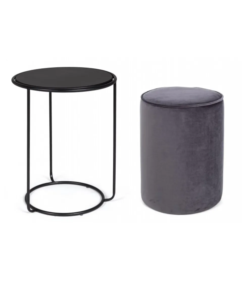 Set2 Tavolino-Pouf Annika Grigio Scuro