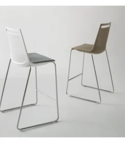 Sgabello Akami St Con Struttura A Slitta In Metallo.